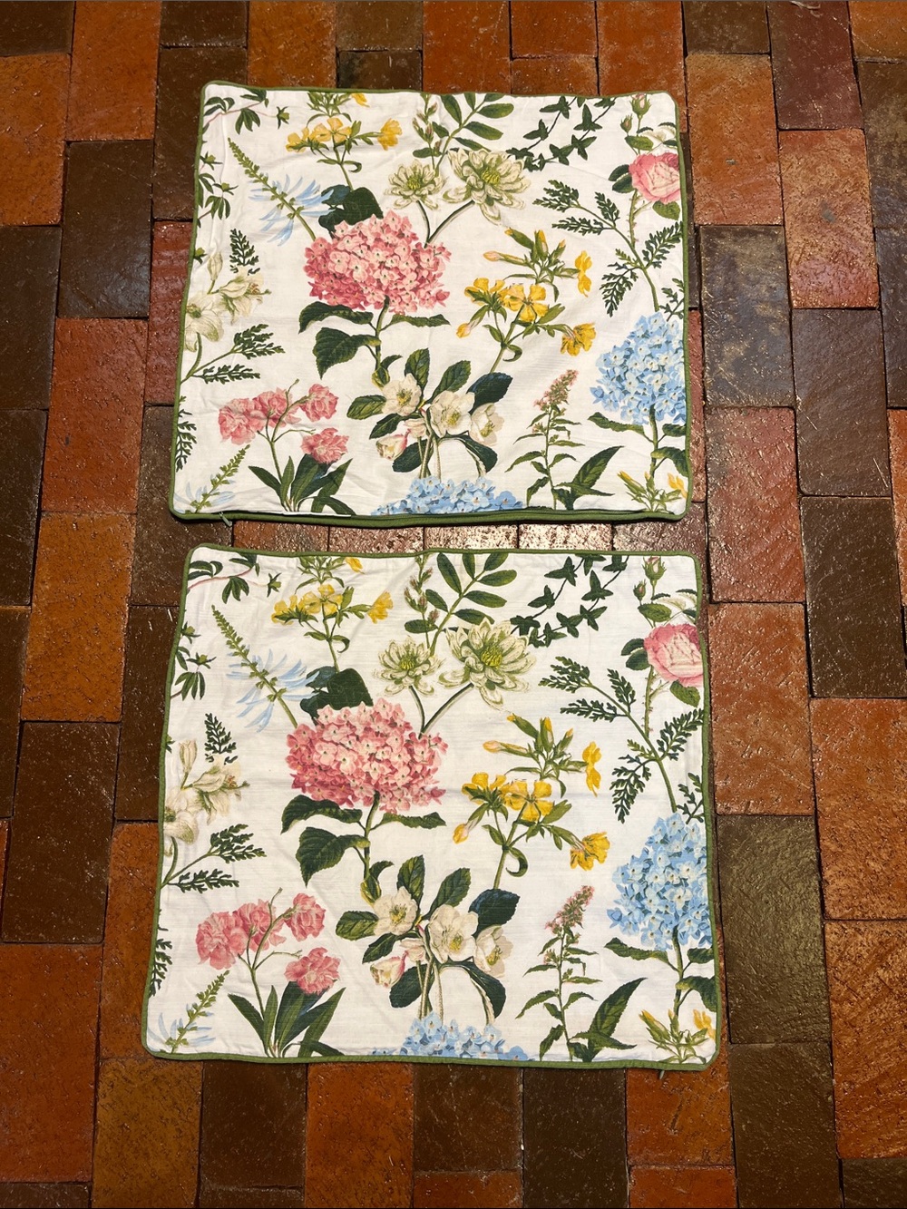 Botanical floral pillow shams 18” X 18” cottage core victorian 3284